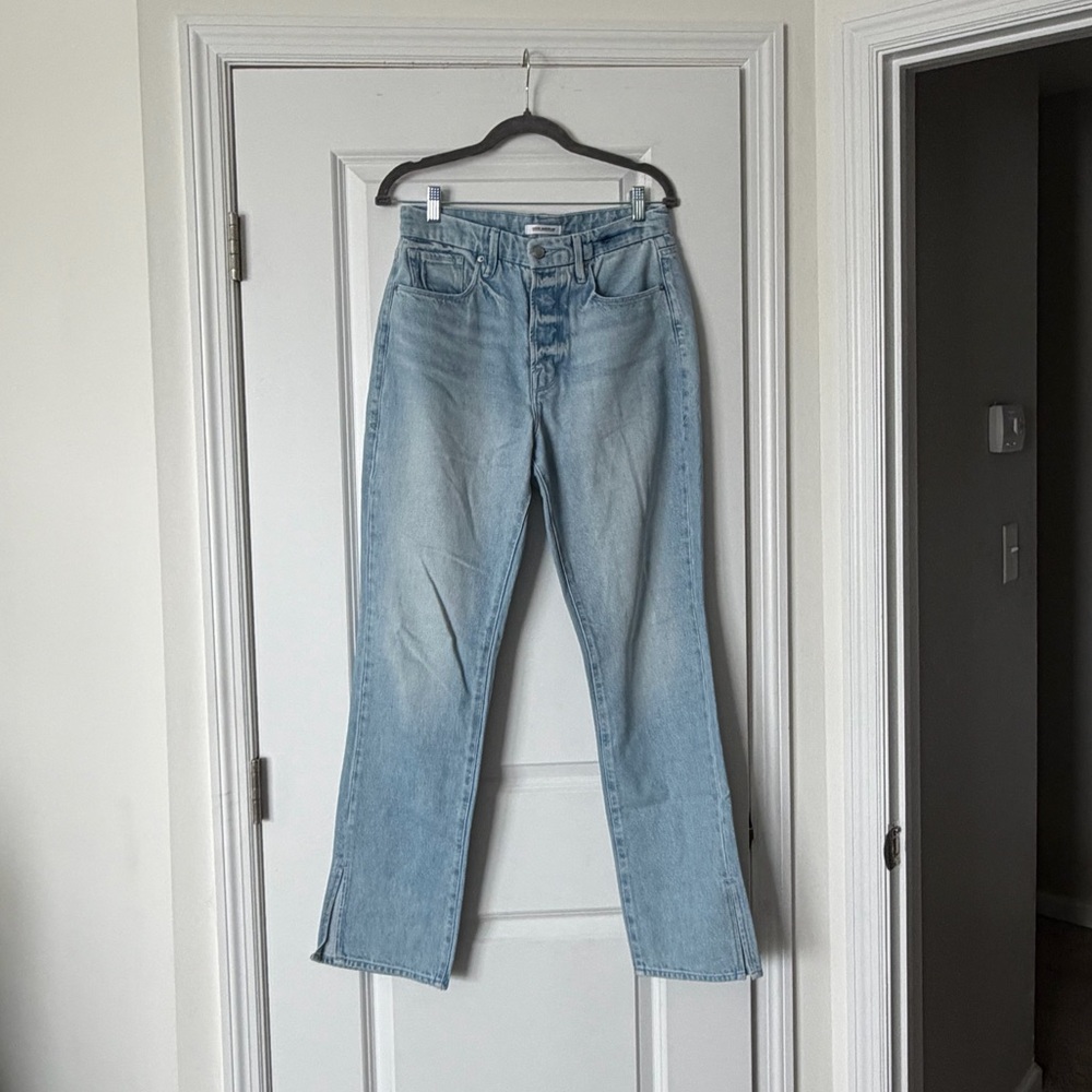 Good American Good Boy Light Blue Straight Leg Jeans